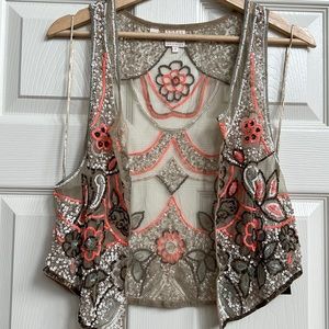 Guess Sequin Vest Small size Hand beaded